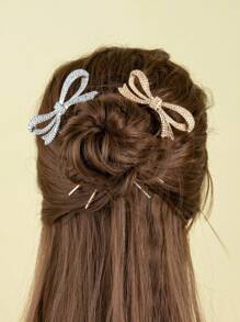 2 件时尚蝴蝶结金属发夹适合日常佩戴 - 彩色 - 查看 1