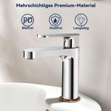 Washbasin Tap, Brass Bathroom Mixer Tap, Hot And Cold Water, Removable Bubbler - 銀色 - 查看 2