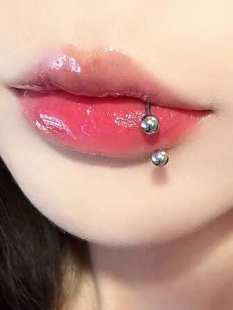 2入組銀色朋克風格不需要穿孔的唇環,時尚個性化的唇環