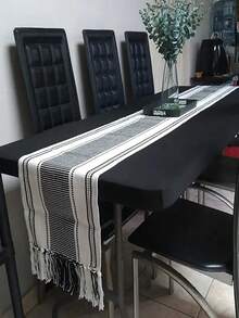 1pc Simple Solid Color Elastic Table Cover, Machine Washable, Suitable For Kitchen Or Dining Room, Stretch Tablecloth - Black - View 1