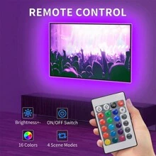 室內5伏特led燈條3.28英尺至98.4英尺,帶有24鍵遙控器的rgb彩色燈條,適用於房間,家庭,廚房,櫥櫃裝飾,派對led燈