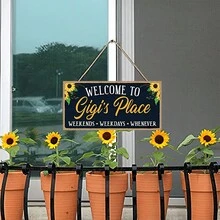 1pc Welcome To Gigi's Place Wooden Home Decor, Hanging Wall Sign Gift, Door Decoration (6 X 12 Inches/4 X 8 Inches) - Multicolor - View 2