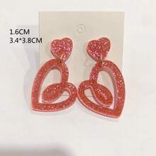Valentine's Day Heart-Shaped Earrings - Pink - View 1