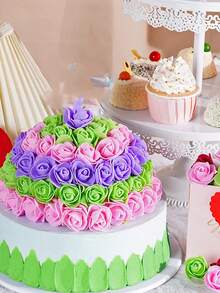 30/50/100/150/300 朵迷你人造玫瑰花紫色 Pe 泡沫假玫瑰頭花 Diy 熊婚禮家居裝飾 Diy 工藝品、派對、節日、情人節裝飾 - 紫色 - 查看 3