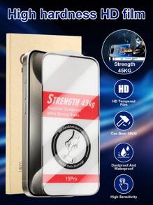 1入組全屏邊緣高清耐高壓鋼化玻璃屏幕保護器，適用於iPhone 15/15 Plus/15 Pro/15 Pro Max，具有高抗刮傷性、防爆特性，在邊緣承受高達45kg的壓力，整個系列手機配備統一的防塵設計，高透明度材料能恢復手機屏幕原有品質，具有抗眩光、防指紋和耐磨損功能，與iPhone X-15系列兼容。 - 彩色 - 查看 1