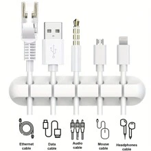 SHOULI Silicone Wire Holder, 1 Hole/2 Hole/3 Hole/5 Hole/7 Hole Cable Organizer, Black Self-Adhesive Data Cable Holder, Desk Wall Workspace Storage Box - White - View 4