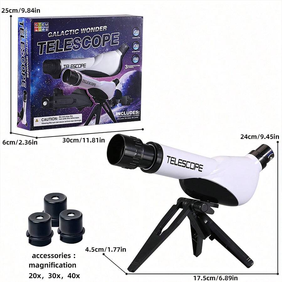 Telescopio De Nivel De Entrada Para Visualización De Paisajes Y Estrellas De Alta Definición, Con Brillo Micro Y Visión Nocturna. Es Un Regalo Divertido Y Único Para Actividades Al Aire Libre Durante El Año Nuevo, Adecuado Para Niños Y Niñas - Blanco y Negro - Ver 1