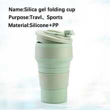 1只新款戶外運動摺疊矽膠水瓶摺疊伸縮水杯旅行杯登山便攜水瓶 - 綠色 - 查看 4