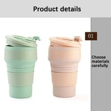 1只新款戶外運動摺疊矽膠水瓶摺疊伸縮水杯旅行杯登山便攜水瓶 - 綠色 - 查看 7