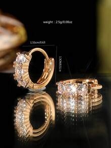 1 對女士時尚珠寶 18k 鍍金銅耳環配方晶鋯石 - 金色 - 查看 4