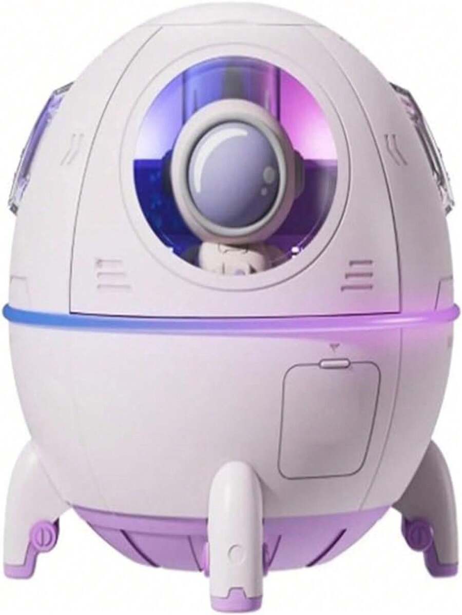 Umidificador Cápsula Espacial Boneco Nave Astronauta com Luz Noturna Luminaria Ultrassônico Cabo USB - Multicolorido - Visão 1