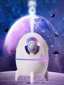 Umidificador Cápsula Espacial Boneco Nave Astronauta com Luz Noturna Luminaria Ultrassônico Cabo USB - Multicolorido - Visão 2