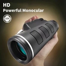 40x60 變焦專業高清單筒望遠鏡,具有 10 倍放大倍率,防水,適合夜視、戶外狩獵、露營、手機相機鏡頭,便攜輕便,23 毫米物鏡和 55 毫米目鏡 - 黑色 - 查看 3