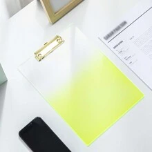 1 件重型剪貼板,壓克力漸變剪貼板 A4 信紙尺寸剪貼板,適用於護士、學校和辦公室,帶筆架和低調夾的剪貼板,適合學生、女士、男士,12.2 X 8.67 英寸 - 黃色 - 查看 1