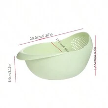 1pc Rice Washer Strainer Bowl, Plastic Colander, Beans Peas Washing Filter Basket Sieve Drainer, Kitchen Cleaning Gadget For Vegetable, Fruit, Pasta - Green - View 2