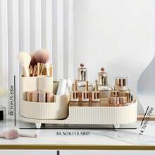 1pc:Large Capacity Makeup Brush Holder, 360° Rotating Makeup Perfume Organizer,Makeup Brushes Cup Tray For Vanity Decor Bathroom Countertops Cosmetic Desk Storage Container Display Case.1pc Multi-Grid Desktop Storage Box,  Rotatable Makeup Box For Household.