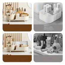 1pc:Large Capacity Makeup Brush Holder, 360° Rotating Makeup Perfume Organizer,Makeup Brushes Cup Tray For Vanity Decor Bathroom Countertops Cosmetic Desk Storage Container Display Case.1pc Multi-Grid Desktop Storage Box,  Rotatable Makeup Box For Household.