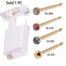 Firstomato 1PC Disposable Sterile Nose Piercing Kit, Self Nose Piercing Gun, No Pain, More Nose Piercing Gun Piercer Machine Kit, Easy To Use - Includes Studs And Tool For Painless Piercing - Gold - View 13
