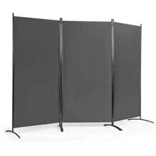 Screen, Room Divider For Privacy, Partition Made Of Fabric & Metal, Opaque Partition, Stable With Support Feet, Easy To Store, For Garden Balcony Office - Grey - View 3