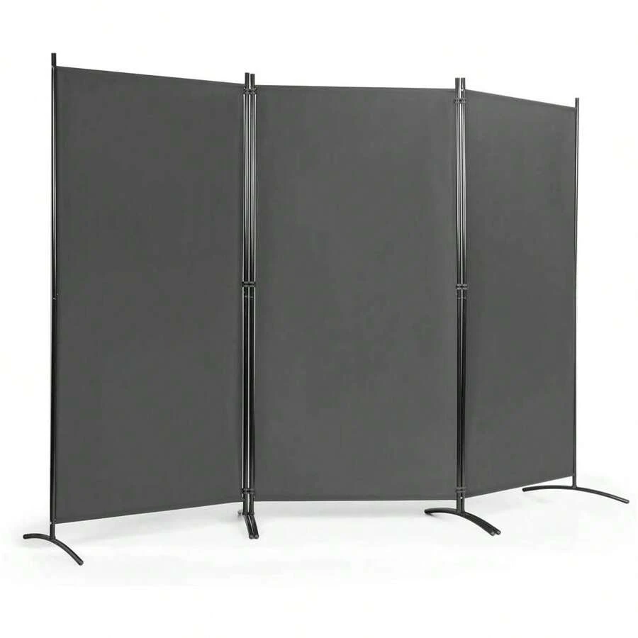 Screen, Room Divider For Privacy, Partition Made Of Fabric & Metal, Opaque Partition, Stable With Support Feet, Easy To Store, For Garden Balcony Office - Grey - View 1