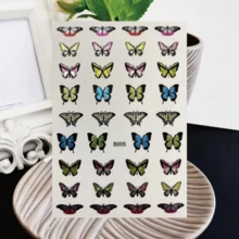 4入組復洛克蝴蝶美甲貼紙,多種設計顏色,適用於女孩美甲裝飾貼紙 - 彩色 - 查看 2