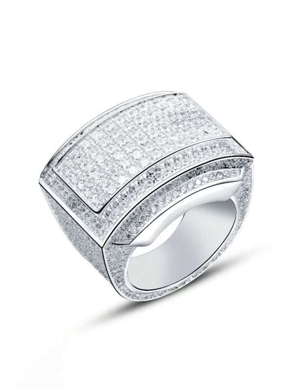 1PC Business Banquet Fashion Luxury White Full Diamond Domineering Ring For Men's Dating Party Wedding Engagement Jewelry Accessories Decoration Valentine's Day Gift,Mom,Mother,Mother's Day,Gift
