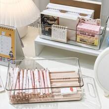 1pc Transparent Acrylic Desktop Organizer For Cosmetics, Masks, Snacks And Small Items - Clear - View 6