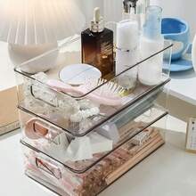 1pc Transparent Acrylic Desktop Organizer For Cosmetics, Masks, Snacks And Small Items - Clear - View 9