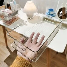 1pc Transparent Acrylic Desktop Organizer For Cosmetics, Masks, Snacks And Small Items - Clear - View 4
