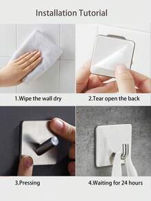 1 Miếng Thép không gỉ Móc tự dính , Cổ điển Màu bạc Không thấm nước Tự dính Quần áo Cái móc , Thích hợp Đối với Phòng tắm , Phòng tắm , Phòng bếp - móc cốp xe - Xem 3