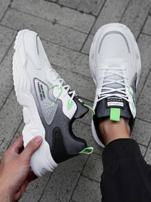 Men's Fashionable Reflective Detail Breathable Anti-Slip Outdoor Strap Casual Sports Shoes - Black and White - View 1