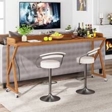 Tribesigns Overbed Table, 70.9" Queen Size Bed Table Over Bed Desk With Adjustable Tilt Board, Mobile Laptop Cart Computer Desk With 2 AC Outlets & 2 USB Ports On Wheels For Home/Hospital, Brown - Brown - View 4