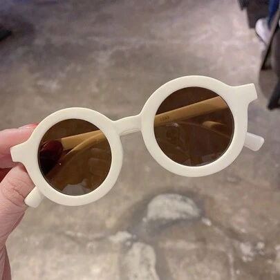 适合男孩和女孩的儿童时尚眼镜 莫兰迪色圆框时尚潮流太阳镜