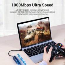 VENTION USB C To Ethernet Adapter, Gigabit RJ45 To USB 3.0 Type-C Ethernet Network Adapter, Compatible With IPhone 15/Plus/Pro/Max, MacBook Pro, IPad Pro, Dell XPS And More - Black - View 4