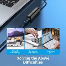 VENTION USB C To Ethernet Adapter, Gigabit RJ45 To USB 3.0 Type-C Ethernet Network Adapter, Compatible With IPhone 15/Plus/Pro/Max, MacBook Pro, IPad Pro, Dell XPS And More - Black - View 3