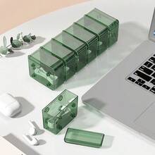 1pc Dustproof Detachable Cable Storage Box With Splice Design - Green - View 5