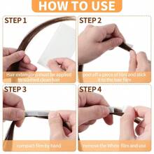 60片0.8cm X 4cm白色接髮帶,雙面替換黏貼式接髮帶,適用於假髮和髮片 - 白色 - 查看 6