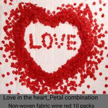 1套求婚裝飾,玫瑰花瓣,浪漫生日、床鋪、婚禮及房間裝飾,人工花材料 - 酒紅色 - 查看 6