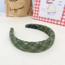 1入組女式復古格子海綿加墊高頭帶,適用於洗臉、戶外和學院風頭飾