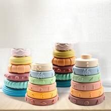 嬰兒軟矽膠積木玩具組包括帶有數字和圖案的堆疊和環形玩具,適合早期智力發展。適合兒童觸摸、抓握和早期教育活動,配有bibi音箱。 - 數位款 - 查看 4