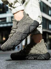 Cross-Border Large Size, Ultra-Lightweight Sock Shoes For Men, Running Shoes, Casual Shoes - Khaki - View 6