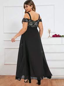Vestidos de noche talla grande vestido largo con encaje hombros descubiertos elegantes moda para mujer