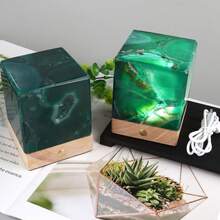 80*80*100mm Square Rechargeable Blue Agate Night Light With Touch Sensor Switch(White Light) - Blue - View 3