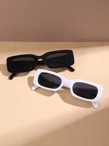 2pcs Fashionable Y2k Square Frame Cute Daily Unisex Eyeglasses Beach Accessories For Women Glasses Shades For Summer Beach Vacation,Outdoor,Travel