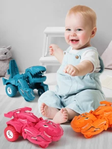 1入恐龍玩具車,逼真模型,4種顏色可選,卡通圖案,防摔碰,360度旋轉,是萬聖節、聖誕節、生日派對的理想禮物 - 綠色 - 查看 8