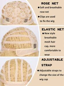 淺色人種穿戴黑色蓬鬆亞麻薩頭假髮 - 米色 - 查看 7