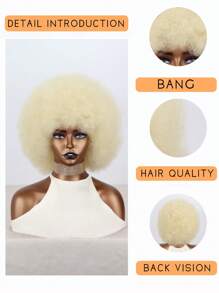 淺色人種穿戴黑色蓬鬆亞麻薩頭假髮 - 米色 - 查看 2