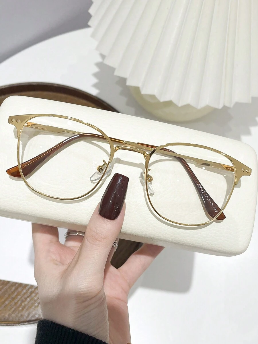 1 件男女通用金属商务眉毛眼镜 - 韩式处方眼镜 - 無色 - 查看 1