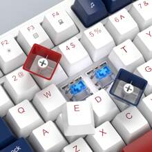 MageGee MK-Sky81 Mechanical Game Keyboard Hot Swappable Newly Upgraded 81 Key LED Backlit Keyboard USB Wired Mechanical Computer Keyboard Laptop Desktop Blue White-Blue Switch - Blue and White - View 4