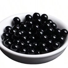 1 Packung, 8–500 Stücke, 4–20 mm, massive schwarze runde Acrylperlen zur Herstellung von Armbändern, Halsketten, Handyketten und anderen Schmuckmaterialien.